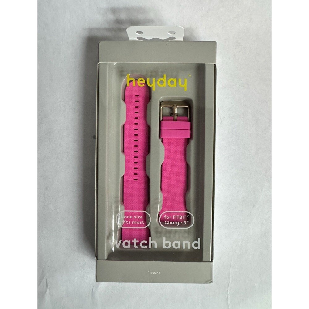 heyday Pink Silicone Strap Watch Band for Fitbit Charge 3